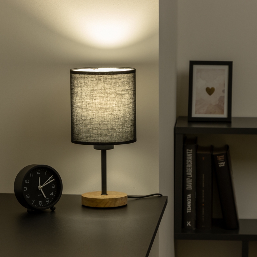 Brilagi - Candeeiro de mesa NUBILA WOOD 1xE27/25W/230V carvalho/preto