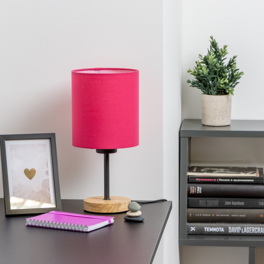 Brilagi - Candeeiro de mesa NUBILA WOOD 1xE27/25W/230V carvalho/rosa