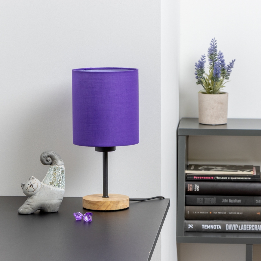 Brilagi - Candeeiro de mesa NUBILA WOOD 1xE27/25W/230V carvalho/roxo