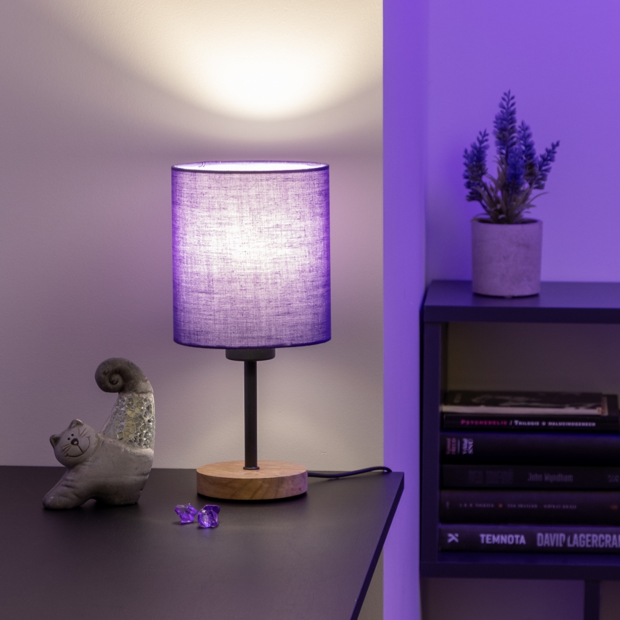 Brilagi - Candeeiro de mesa NUBILA WOOD 1xE27/25W/230V carvalho/roxo