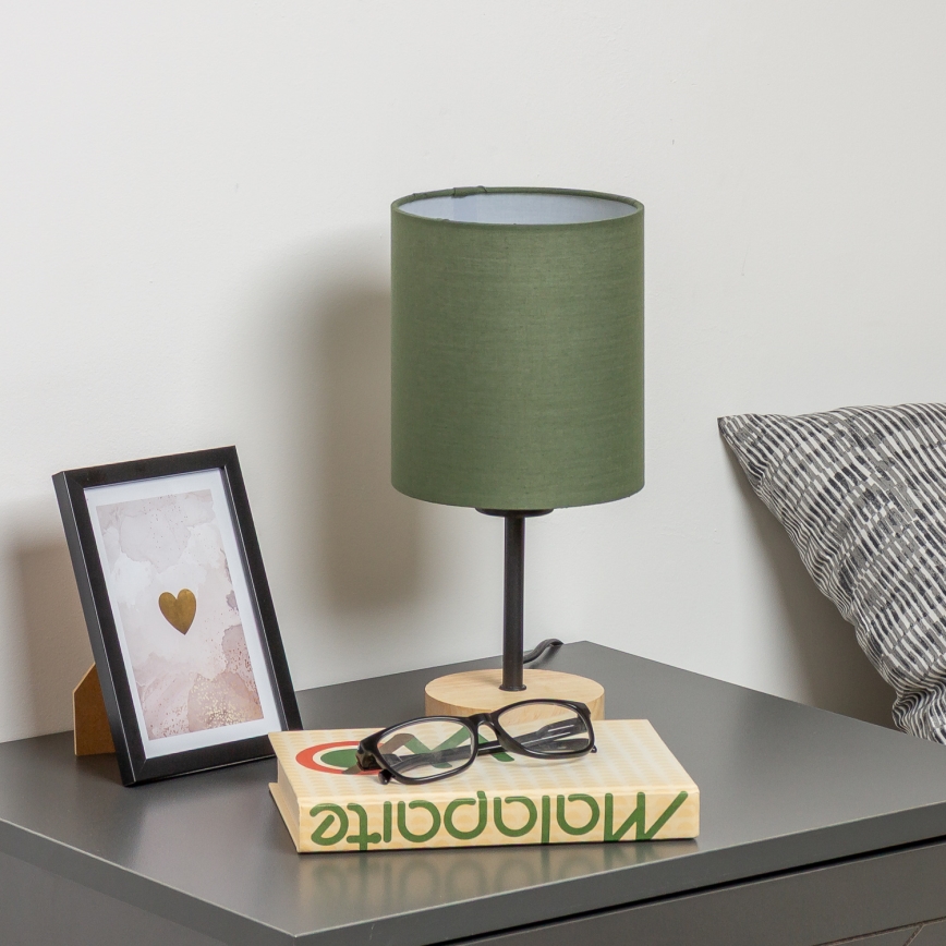 Brilagi - Candeeiro de mesa NUBILA WOOD 1xE27/25W/230V carvalho/verde
