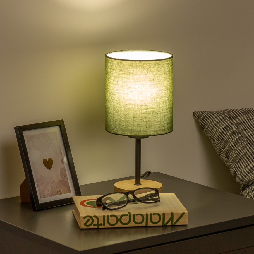 Brilagi - Candeeiro de mesa NUBILA WOOD 1xE27/25W/230V carvalho/verde