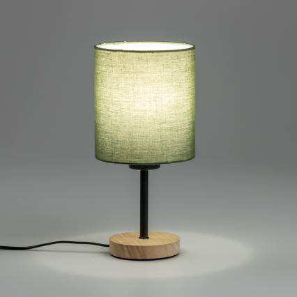 Brilagi - Candeeiro de mesa NUBILA WOOD 1xE27/25W/230V carvalho/verde