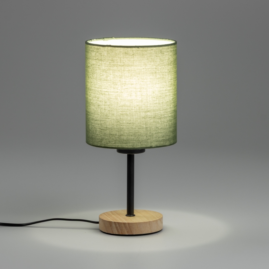 Brilagi - Candeeiro de mesa NUBILA WOOD 1xE27/25W/230V carvalho/verde