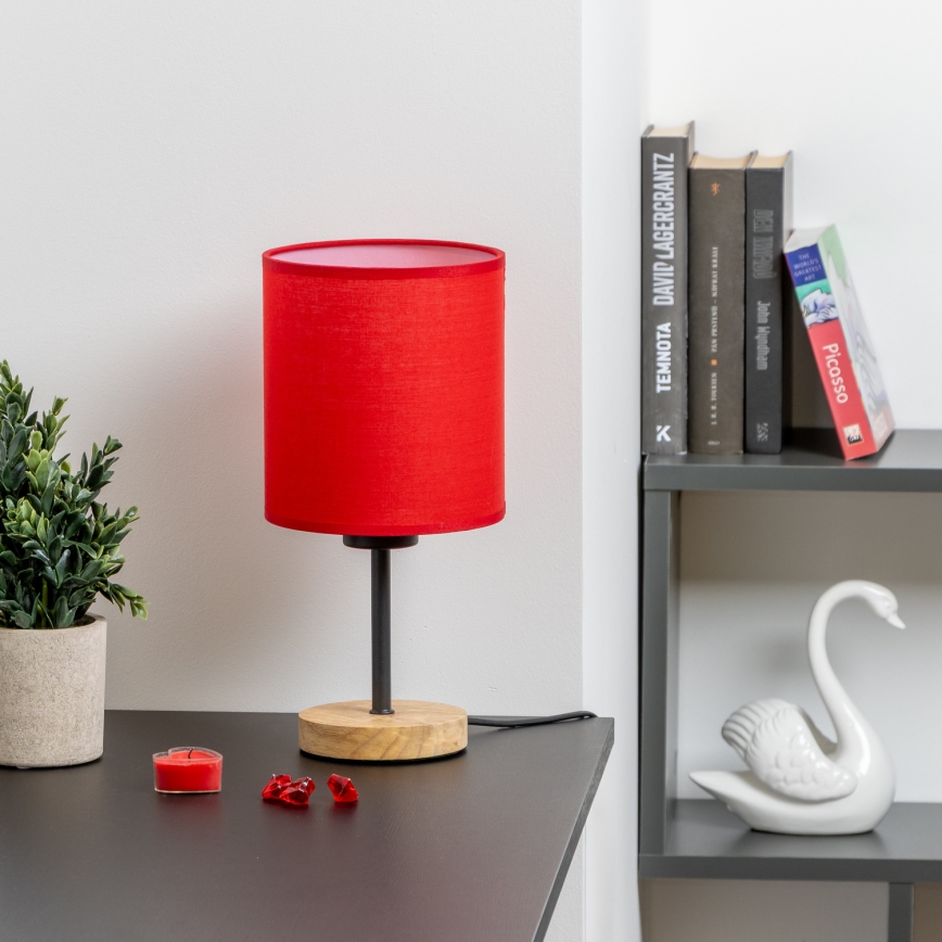 Brilagi - Candeeiro de mesa NUBILA WOOD 1xE27/25W/230V carvalho/vermelho