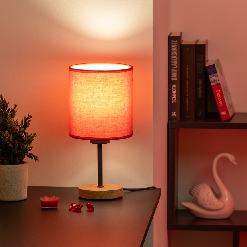 Brilagi - Candeeiro de mesa NUBILA WOOD 1xE27/25W/230V carvalho/vermelho