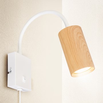 Brilagi - Candeeiro de parede flexível SELE 1xGU10/30W/230V branco/decoração em carvalho