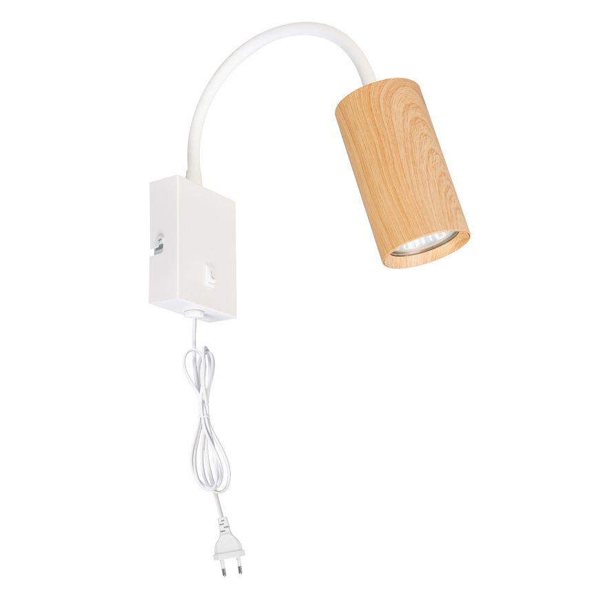 Brilagi - Candeeiro de parede flexível SELE 1xGU10/30W/230V branco/decoração em carvalho