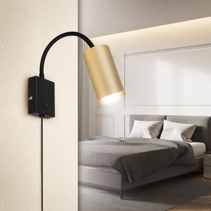 Brilagi - Candeeiro de parede flexível SELE 1xGU10/30W/230V preto/dourado