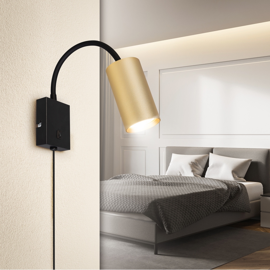 Brilagi - Candeeiro de parede flexível SELE 1xGU10/30W/230V preto/dourado