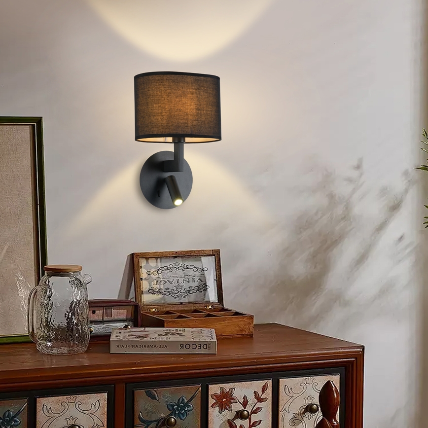 Brilagi - Candeeiro de parede LED DAYA 1xE14/40W/230V + LED/3W preto