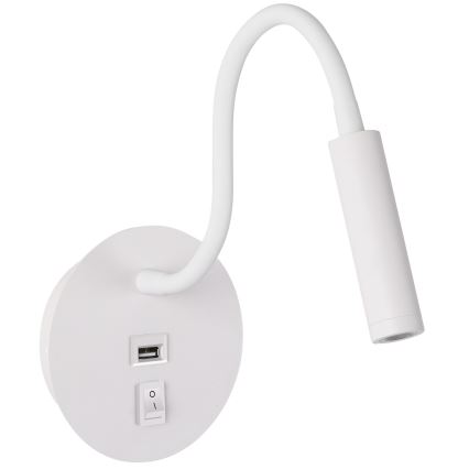 Brilagi - Candeeiro de parede LED flexível com porta USB MAYA LED/3W/230V 4000K branco