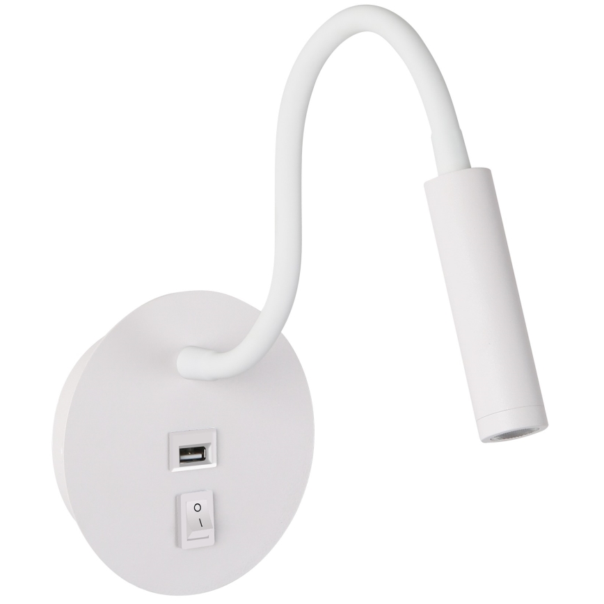 Brilagi - Candeeiro de parede LED flexível com porta USB MAYA LED/3W/230V 4000K branco