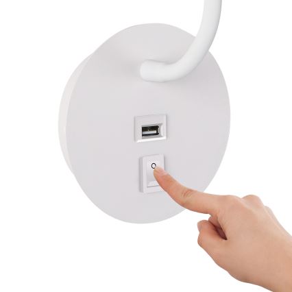 Brilagi - Candeeiro de parede LED flexível com porta USB MAYA LED/3W/230V 4000K branco