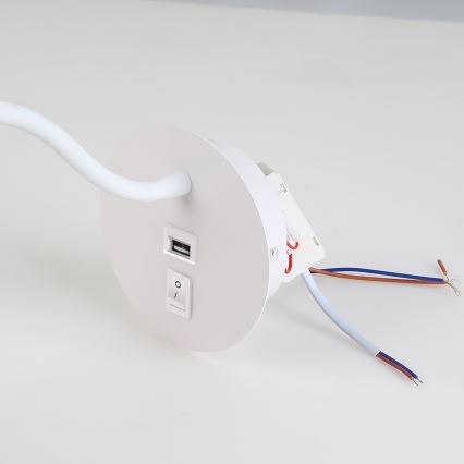 Brilagi - Candeeiro de parede LED flexível com porta USB MAYA LED/3W/230V 4000K branco