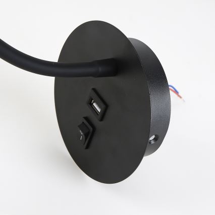 Brilagi - Candeeiro de parede LED flexível com porta USB MAYA LED/3W/230V 4000K preto