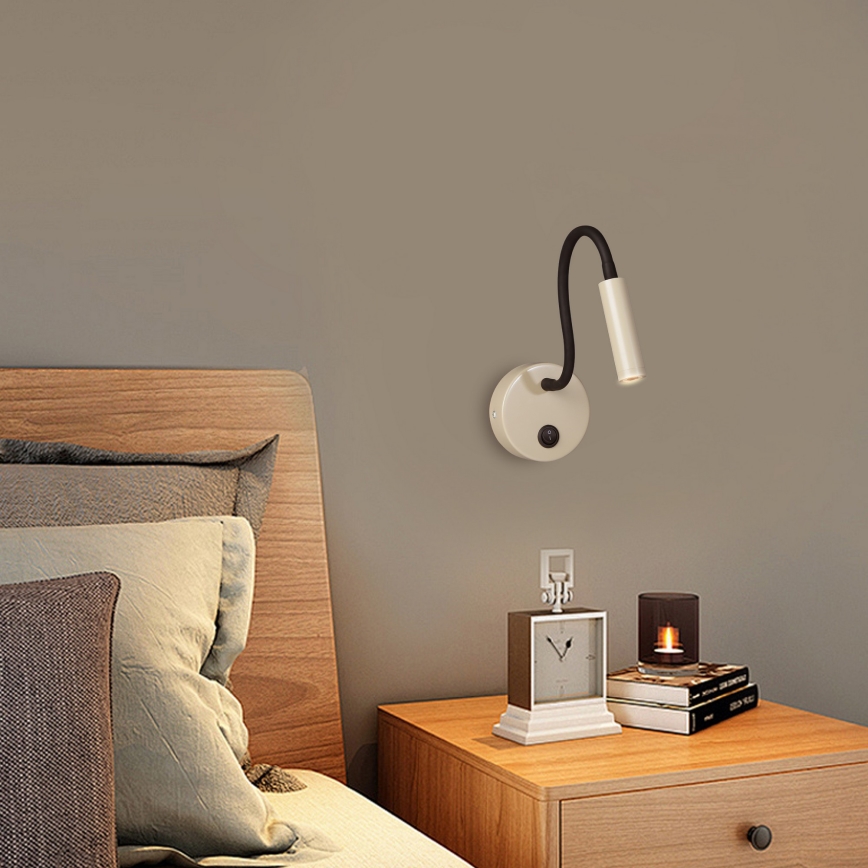 Brilagi - Candeeiro de parede LED flexível MAYA LED/3W/230V 4000K bege