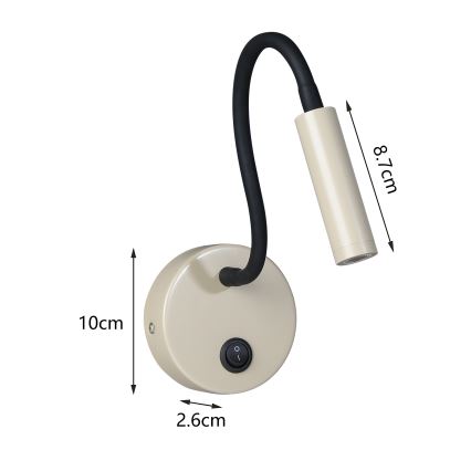 Brilagi - Candeeiro de parede LED flexível MAYA LED/3W/230V 4000K bege