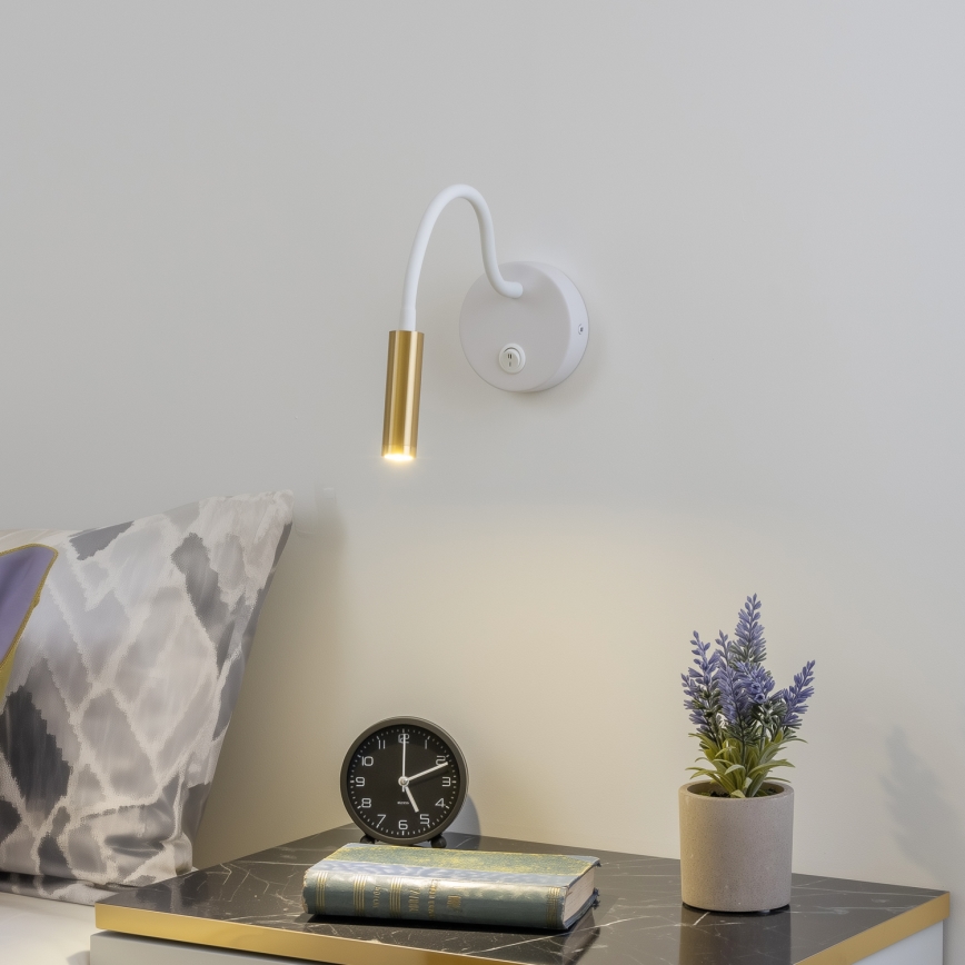 Brilagi - Candeeiro de parede LED flexível MAYA LED/3W/230V 4000K branco/dourado