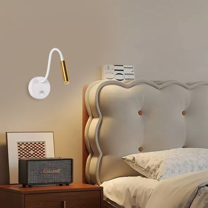 Brilagi - Candeeiro de parede LED flexível MAYA LED/3W/230V 4000K branco/dourado