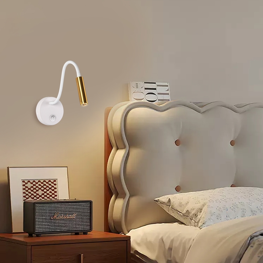 Brilagi - Candeeiro de parede LED flexível MAYA LED/3W/230V 4000K branco/dourado