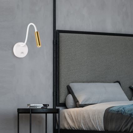 Brilagi - Candeeiro de parede LED flexível MAYA LED/3W/230V 4000K branco/dourado