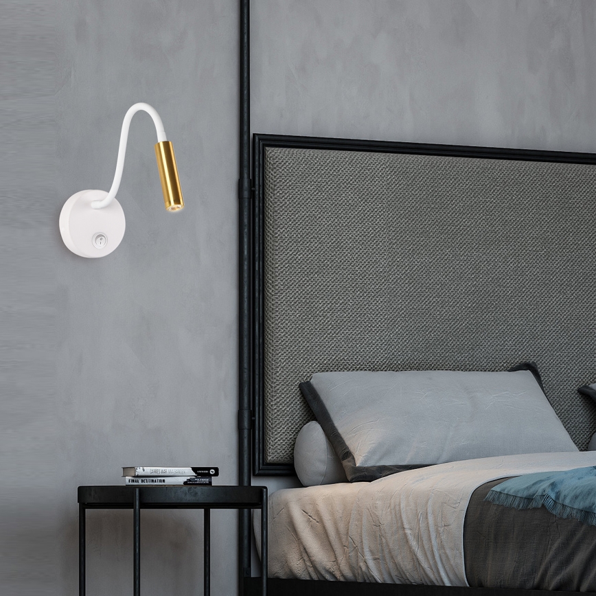Brilagi - Candeeiro de parede LED flexível MAYA LED/3W/230V 4000K branco/dourado