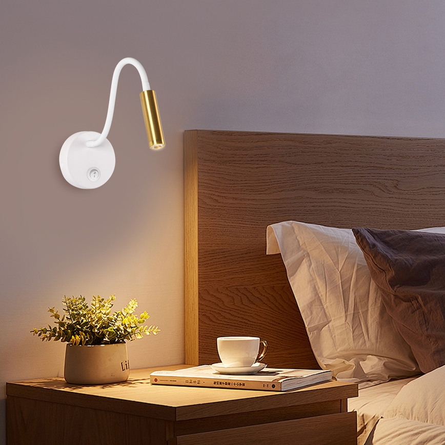 Brilagi - Candeeiro de parede LED flexível MAYA LED/3W/230V 4000K branco/dourado