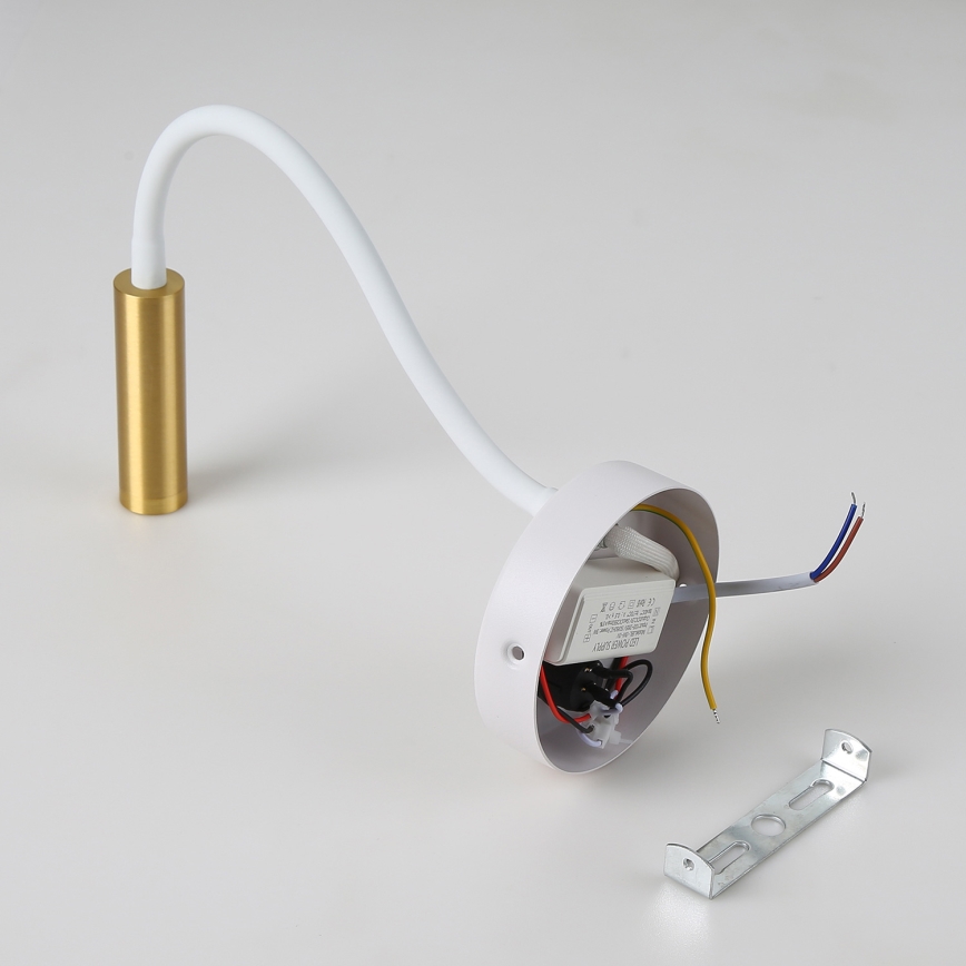 Brilagi - Candeeiro de parede LED flexível MAYA LED/3W/230V 4000K branco/dourado