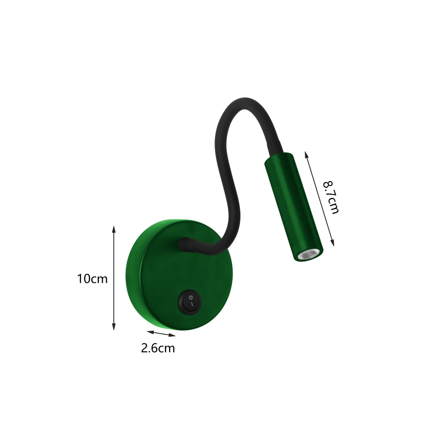 Brilagi - Candeeiro de parede LED flexível MAYA LED/3W/230V 4000K verde