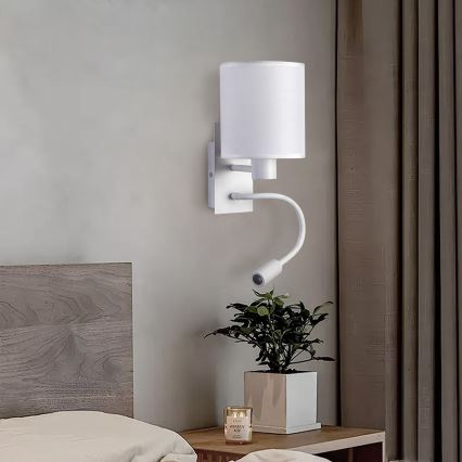 Brilagi - Candeeiro de parede LED flexível NUBILA 1xE27/25W/230V + LED/3W branco