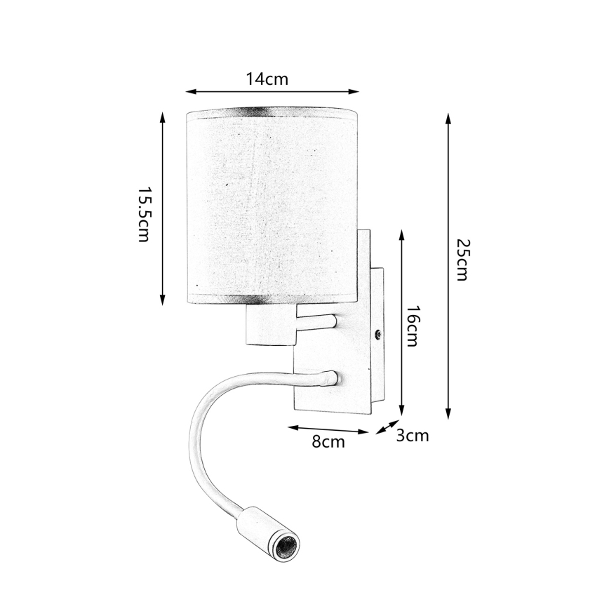 Brilagi - Candeeiro de parede LED flexível NUBILA 1xE27/25W/230V + LED/3W branco