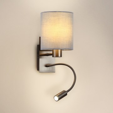 Brilagi - Candeeiro de parede LED flexível NUBILA 1xE27/25W/230V + LED/3W cromado mate/cinzento