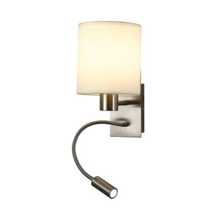 Brilagi - Candeeiro de parede LED flexível NUBILA 1xE27/25W/230V + LED/3W cromado mate/creme