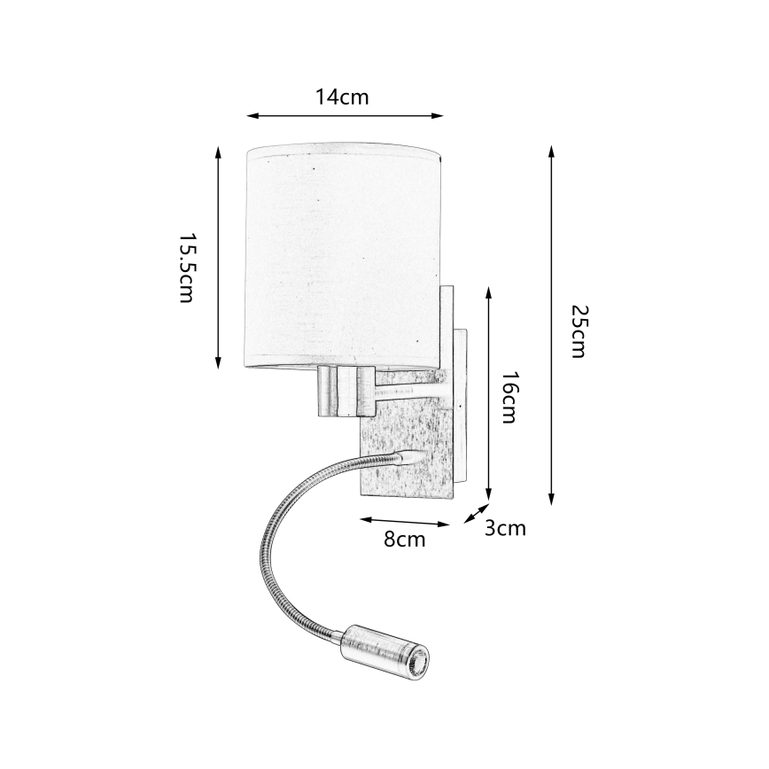 Brilagi - Candeeiro de parede LED flexível NUBILA 1xE27/25W/230V + LED/3W cromado mate/creme