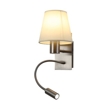 Brilagi - Candeeiro de parede LED flexível NUBILA 1xE27/25W/230V + LED/3W cromado mate/creme
