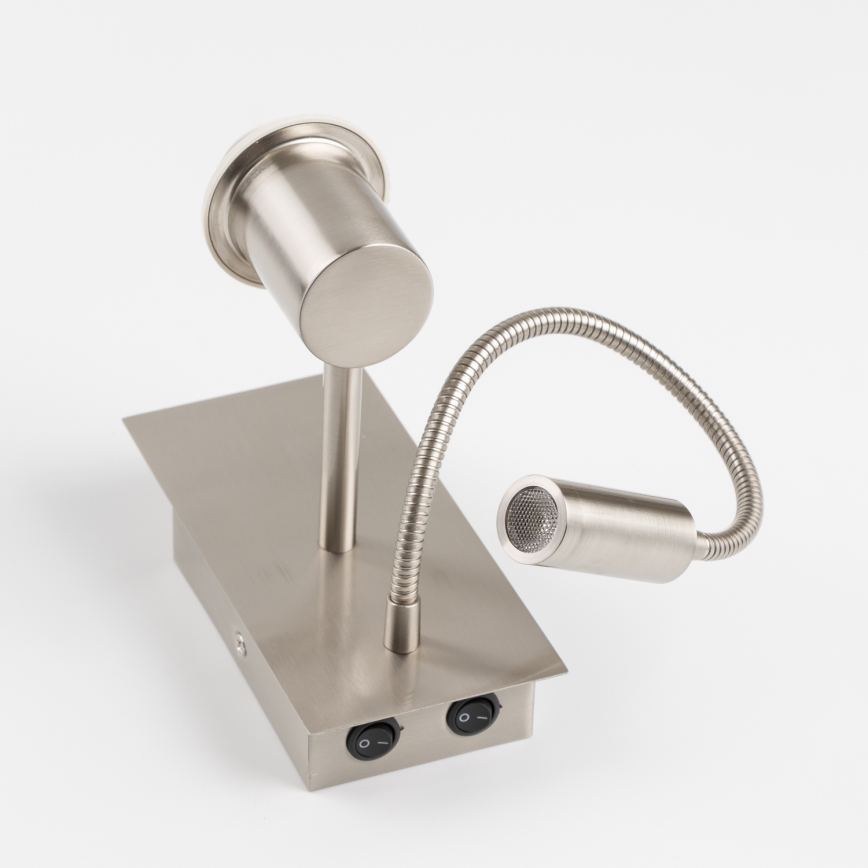 Brilagi - Candeeiro de parede LED flexível NUBILA 1xE27/25W/230V + LED/3W cromado mate
