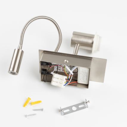 Brilagi - Candeeiro de parede LED flexível NUBILA 1xE27/25W/230V + LED/3W cromado mate