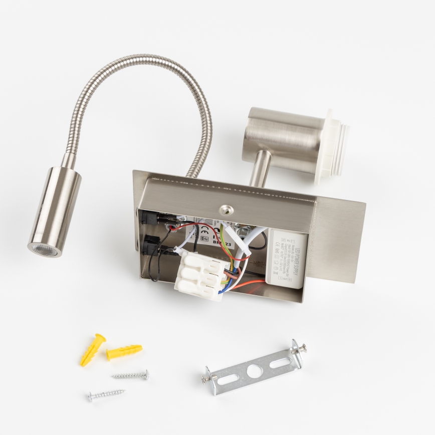 Brilagi - Candeeiro de parede LED flexível NUBILA 1xE27/25W/230V + LED/3W cromado mate