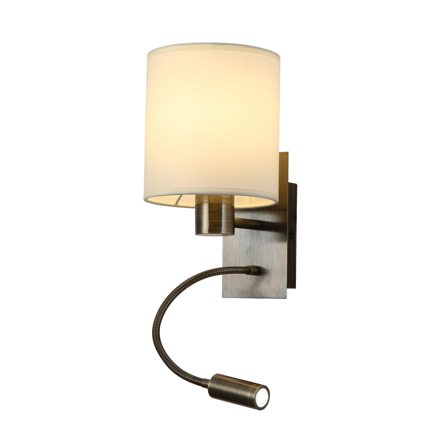 Brilagi - Candeeiro de parede LED flexível NUBILA 1xE27/25W/230V + LED/3W latão/creme