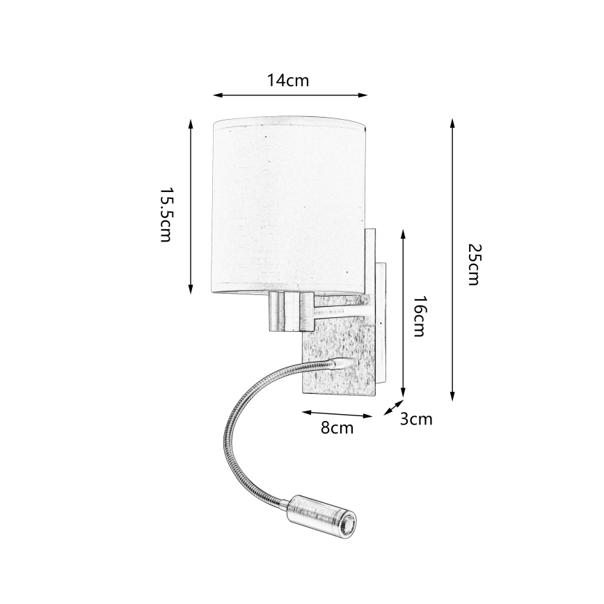Brilagi - Candeeiro de parede LED flexível NUBILA 1xE27/25W/230V + LED/3W latão/creme