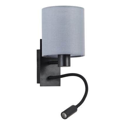 Brilagi - Candeeiro de parede LED flexível NUBILA 1xE27/25W/230V + LED/3W preto/cinzento