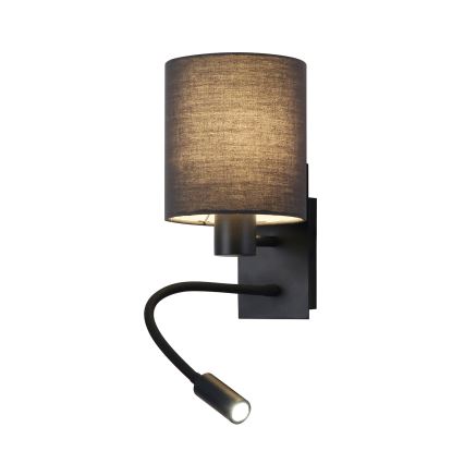 Brilagi - Candeeiro de parede LED flexível NUBILA 1xE27/25W/230V + LED/3W preto/cinzento