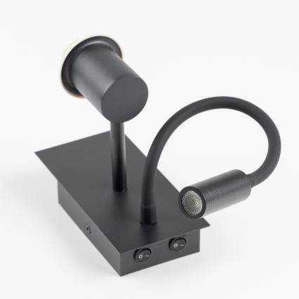 Brilagi - Candeeiro de parede LED flexível NUBILA 1xE27/25W/230V + LED/3W preto