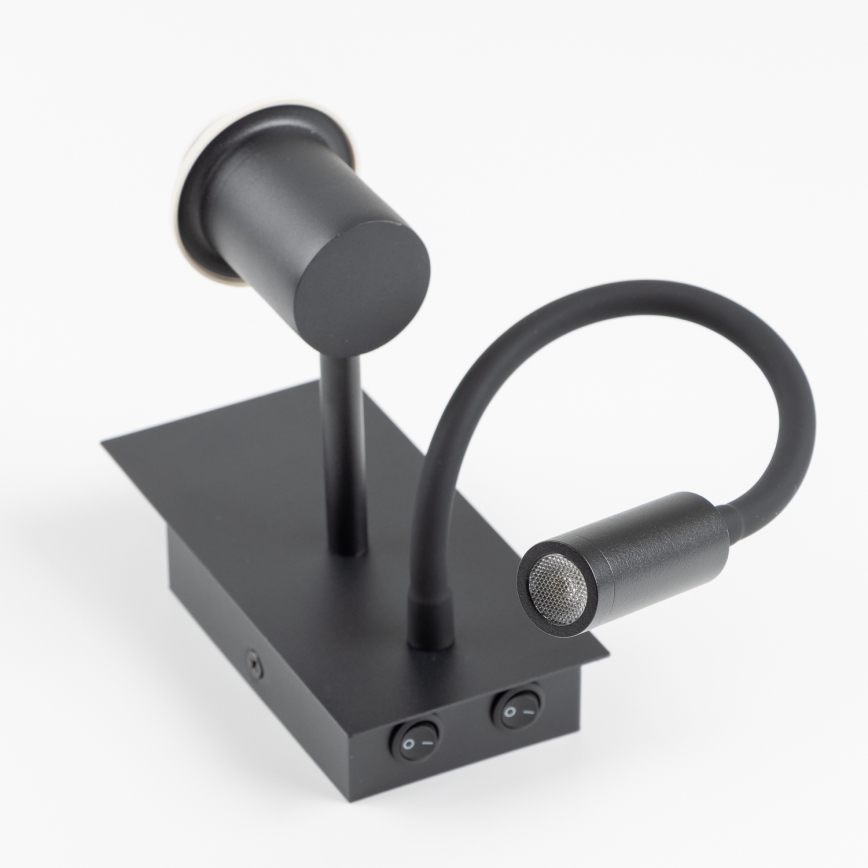 Brilagi - Candeeiro de parede LED flexível NUBILA 1xE27/25W/230V + LED/3W preto