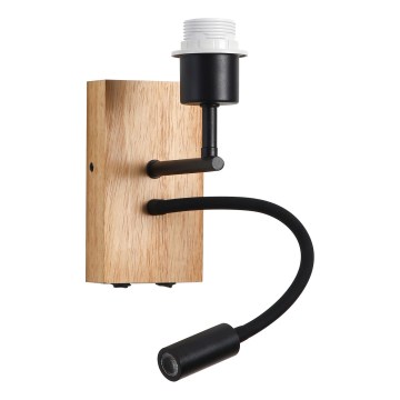 Brilagi - Candeeiro de parede LED flexível NUBILA WOOD 1xE27/25W/230V + LED/3W carvalho/preto