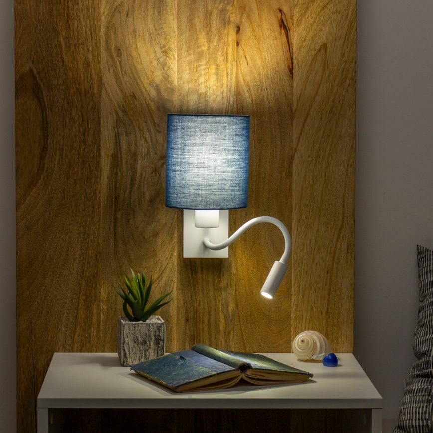 Brilagi - LED Candeeiro de parede flexível NUBILA 1xE27/25W/230V + LED/3W branco/azul escuro