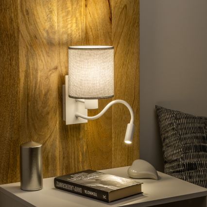 Brilagi - LED Candeeiro de parede flexível NUBILA 1xE27/25W/230V + LED/3W branco/cinzento