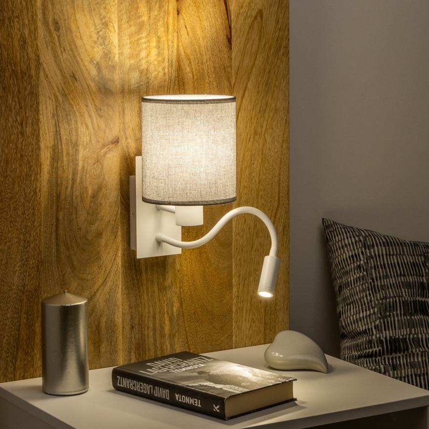 Brilagi - LED Candeeiro de parede flexível NUBILA 1xE27/25W/230V + LED/3W branco/cinzento