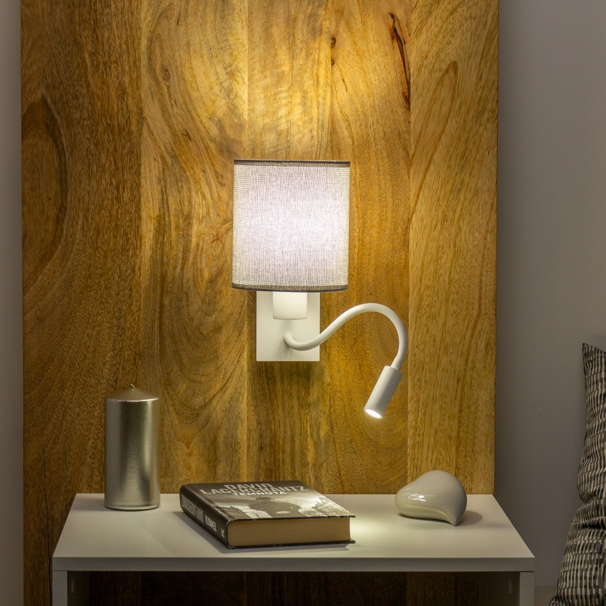 Brilagi - LED Candeeiro de parede flexível NUBILA 1xE27/25W/230V + LED/3W branco/cinzento